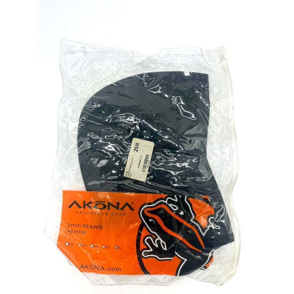 AKONA 2mm Neoprene Beanie Dive Hood Black Size XL Water Sports Scuba Surfing NWT